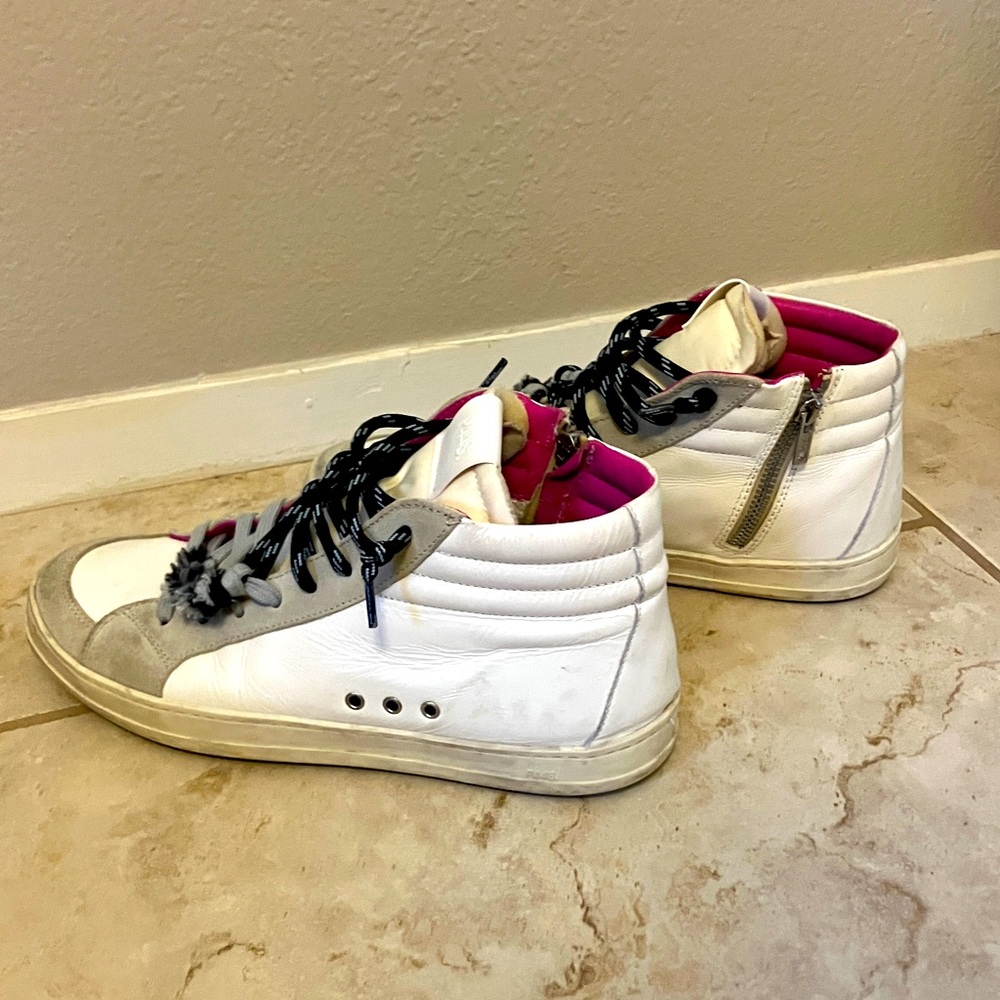 P448 SKATE RECYCLED WHITE Pink High Top Sneakers